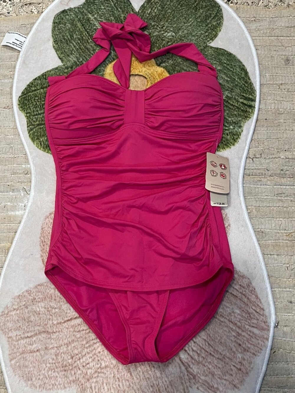 NWT*Tommy Bahama Fuschia Pink Ruched Halter One-Piece Swimsuit size 8 MSRP $130